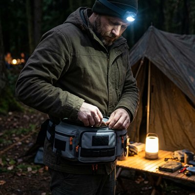 Homme bivouac sort portable de la banane sacoche