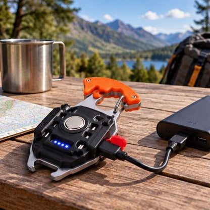 Homme recharge avec powerbank mini lampe COB multifonction