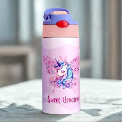Jolie gourde isotherme enfant licorne rose