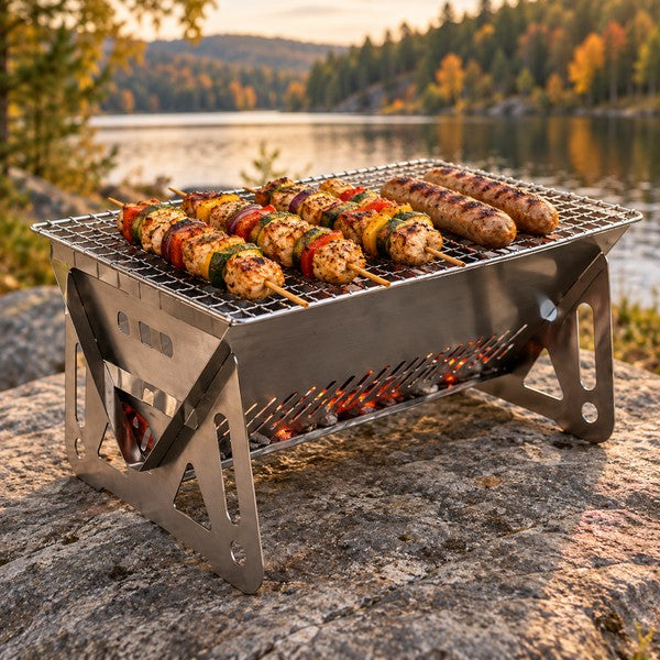 Barbecue pliable GrillFlam grand modèle avec brochettes