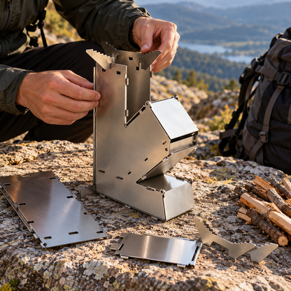 Montage des pièces inox du rocket stove RocketFlam