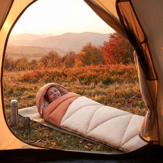 Sac de couchage camping CosyPod au lever du soleil
