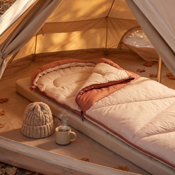 Sac de couchage camping CosyPod ouvert en couette