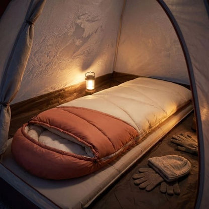 Sac de couchage hiver CosyPod dans une tente la nuit